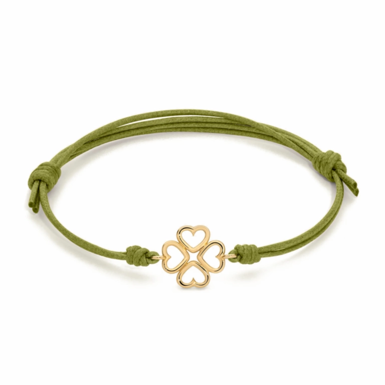 Click to zoom MARCO GERBELLA ORAFI Bracciale cordino verde e quadrifoglio CQ-BK-12-XG