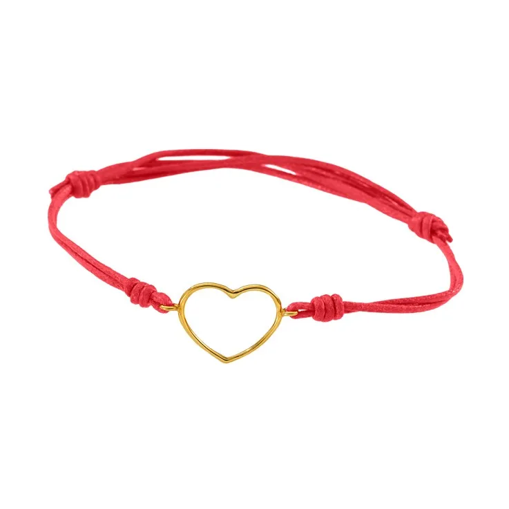 Marco Gerbella Orafi bracciale cordino con cuore medio a filo CF-BK-14-XG rosso